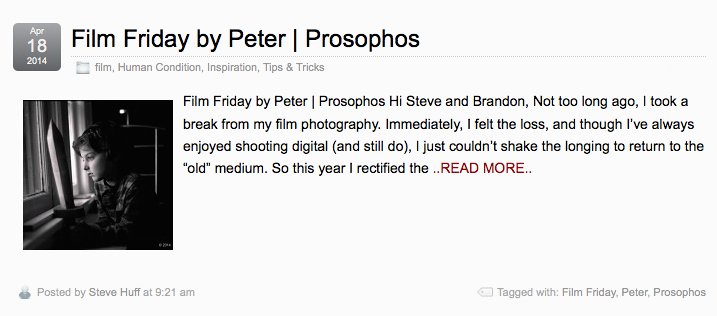 Film Friday at Steve Huff - Photographs by Peter