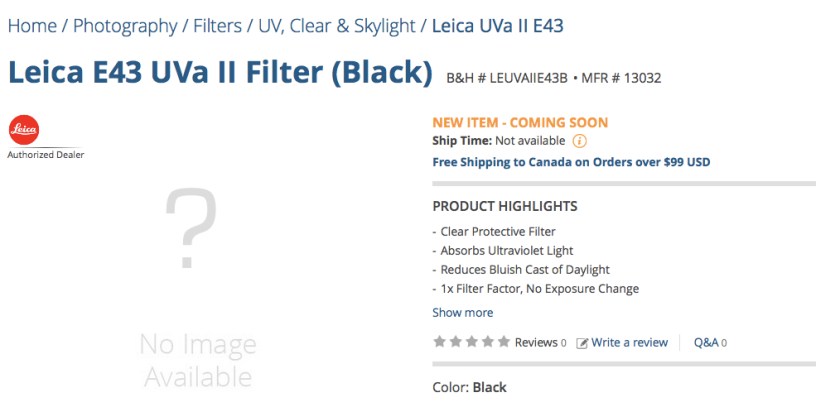 Prosophos - Leica E43 Filter for Black Chrome 50mm Summilux